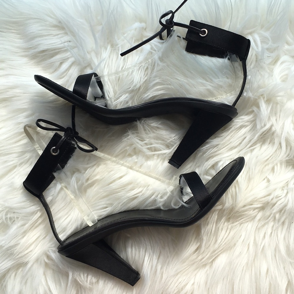 Tod’s Black Satin Ritz Ankle Strap Sandals Heels - Picture 4 of 16
